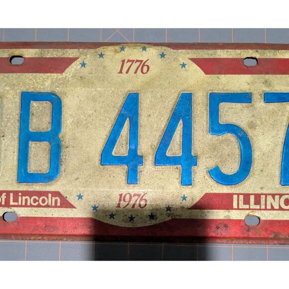 Vintage 1976 Illinois License Plate DB 4457 Bicentennial - Picture 5 of 9